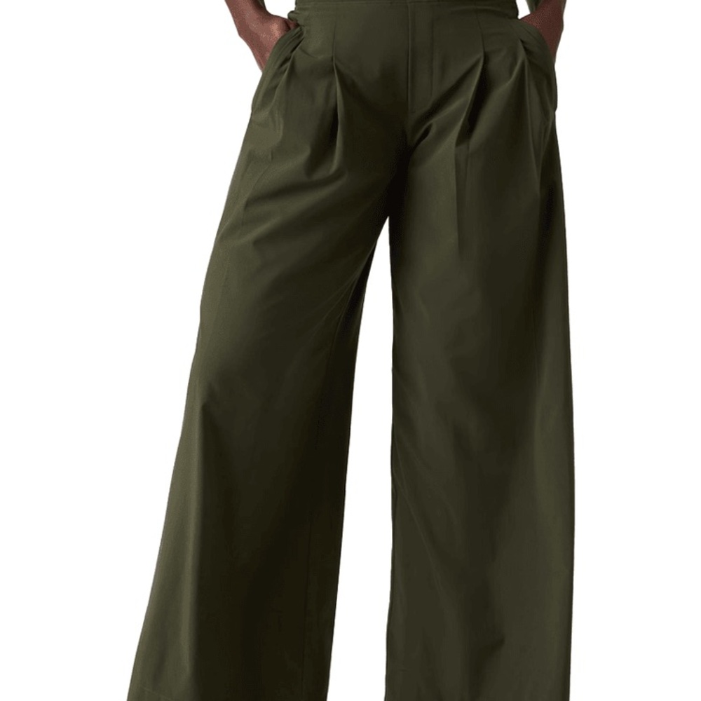 Athleta Brooklyn Olive Green Wide-Leg Women's Pants